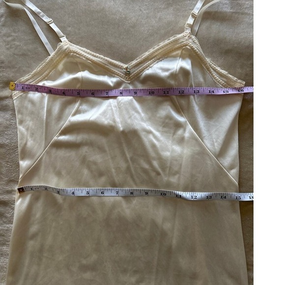 Vintage Full Slip Dress Cream Lace‎ Trim Adjustable Strap Lingerie - Picture 4 of 5
